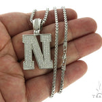 CZ Silver Initial(N) Pendant 24 Inches Franco Chain Set 58482 - Image 4