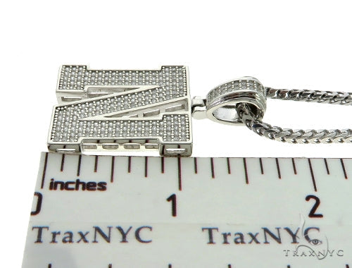 CZ Silver Initial(N) Pendant 24 Inches Franco Chain Set 58482 - Image 5