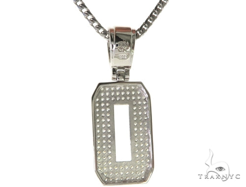 CZ Silver Initial(O) Pendant 24 Inches Franco Chain Set 58483 - Image 3