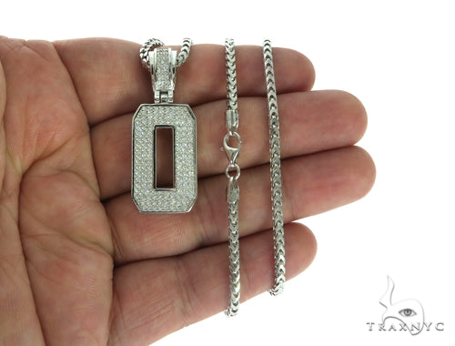 CZ Silver Initial(O) Pendant 24 Inches Franco Chain Set 58483 - Image 4