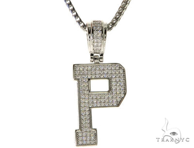 CZ Silver Initial(P) Pendant 24 Inches Franco Chain Set 58484 - Image 1