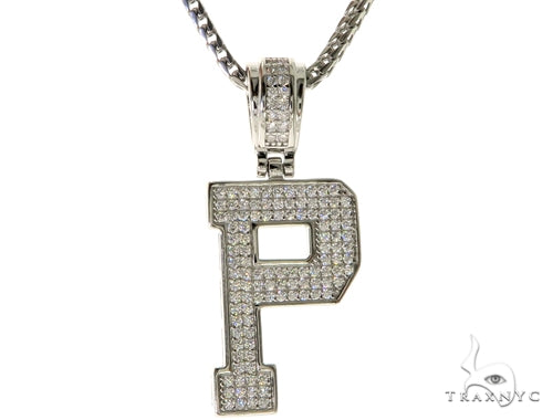 CZ Silver Initial(P) Pendant 24 Inches Franco Chain Set 58484 - Image 1