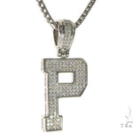 CZ Silver Initial(P) Pendant 24 Inches Franco Chain Set 58484 - Image 2