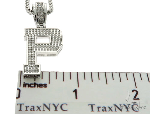 CZ Silver Initial(P) Pendant 24 Inches Franco Chain Set 58484 - Image 6