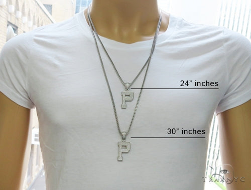 CZ Silver Initial(P) Pendant 24 Inches Franco Chain Set 58484 - Image 7