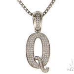 CZ Silver Initial(Q) Pendant 24 Inches Franco Chain Set 58485 - Image 1