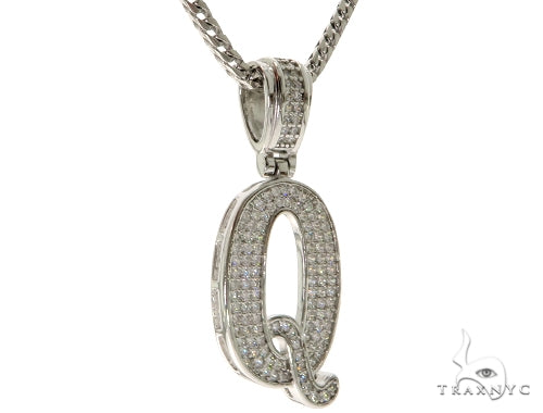 CZ Silver Initial(Q) Pendant 24 Inches Franco Chain Set 58485 - Image 2