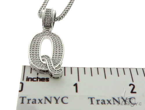 CZ Silver Initial(Q) Pendant 24 Inches Franco Chain Set 58485 - Image 6