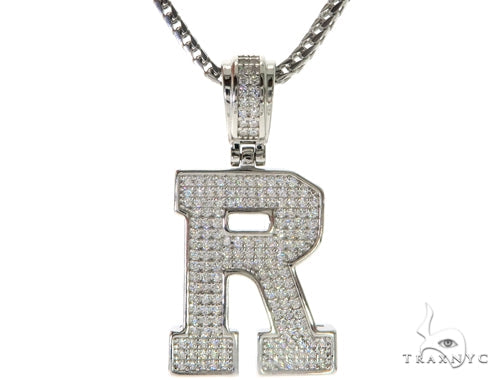 CZ Silver Initial(R) Pendant 24 Inches Franco Chain Set 58486 - Image 1