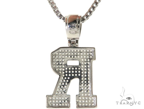 CZ Silver Initial(R) Pendant 24 Inches Franco Chain Set 58486 - Image 3