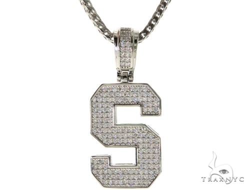 CZ Silver Initial(S) Pendant 24 Inches Franco Chain Set 58487 - Image 1