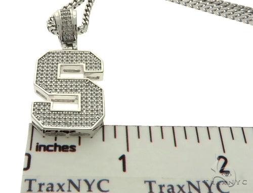 CZ Silver Initial(S) Pendant 24 Inches Franco Chain Set 58487 - Image 6
