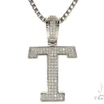CZ Silver Initial(T) Pendant 24 Inches Franco Chain Set 58488 - Image 1