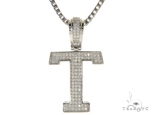 CZ Silver Initial(T) Pendant 24 Inches Franco Chain Set 58488 - Image 1