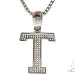 CZ Silver Initial(T) Pendant 24 Inches Franco Chain Set 58488 - Image 3