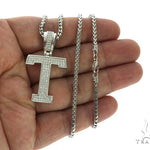 CZ Silver Initial(T) Pendant 24 Inches Franco Chain Set 58488 - Image 4