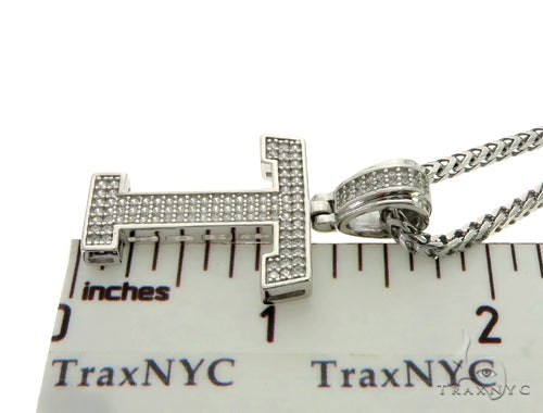 CZ Silver Initial(T) Pendant 24 Inches Franco Chain Set 58488 - Image 5