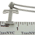 CZ Silver Initial(T) Pendant 24 Inches Franco Chain Set 58488 - Image 6