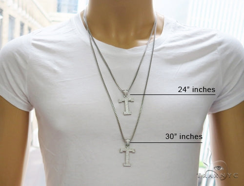 CZ Silver Initial(T) Pendant 24 Inches Franco Chain Set 58488 - Image 7