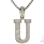 CZ Silver Initial(U) Pendant 24 Inches Franco Chain Set 58489 - Image 1
