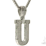 CZ Silver Initial(U) Pendant 24 Inches Franco Chain Set 58489 - Image 2