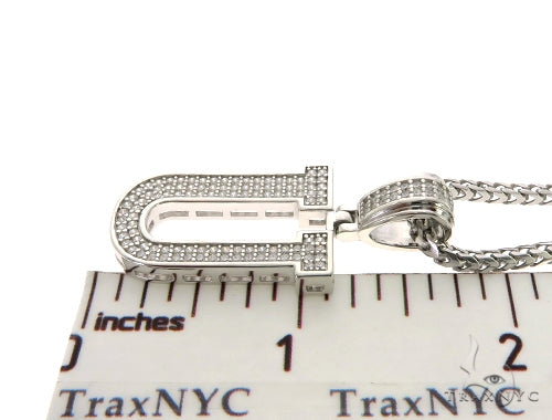 CZ Silver Initial(U) Pendant 24 Inches Franco Chain Set 58489 - Image 5