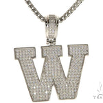 CZ Silver Initial(W) Pendant 24 Inches Franco Chain Set 58491 - Image 1