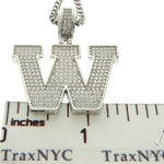 CZ Silver Initial(W) Pendant 24 Inches Franco Chain Set 58491 - Image 6