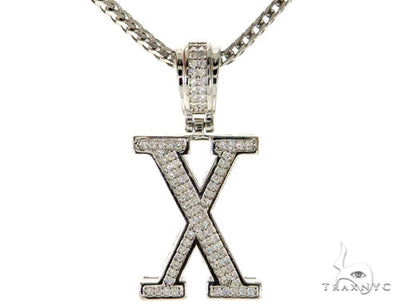 CZ Silver Initial(X) Pendant 24 Inches Franco Chain Set 58492 - Image 1