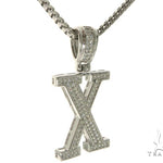CZ Silver Initial(X) Pendant 24 Inches Franco Chain Set 58492 - Image 2