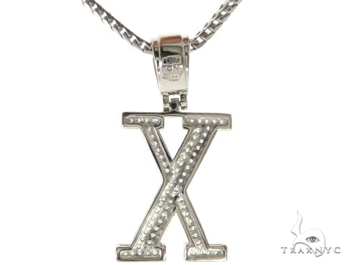 CZ Silver Initial(X) Pendant 24 Inches Franco Chain Set 58492 - Image 3