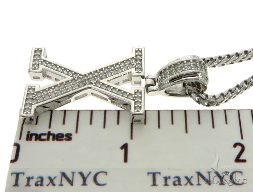 CZ Silver Initial(X) Pendant 24 Inches Franco Chain Set 58492 - Image 4