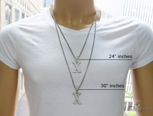 CZ Silver Initial(X) Pendant 24 Inches Franco Chain Set 58492 - Image 6