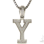 CZ Silver Initial(Y) Pendant 24 Inches Franco Chain Set 58493 - Image 1
