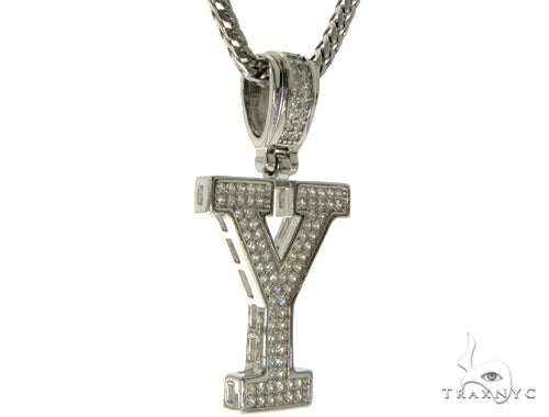 CZ Silver Initial(Y) Pendant 24 Inches Franco Chain Set 58493 - Image 2