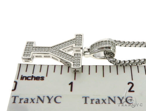 CZ Silver Initial(Y) Pendant 24 Inches Franco Chain Set 58493 - Image 5