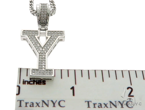 CZ Silver Initial(Y) Pendant 24 Inches Franco Chain Set 58493 - Image 6