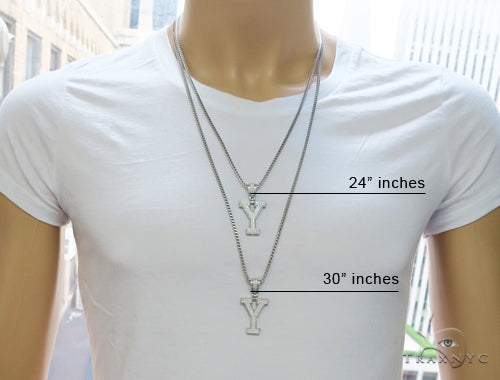 CZ Silver Initial(Y) Pendant 24 Inches Franco Chain Set 58493 - Image 7