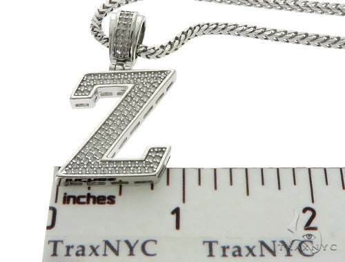 CZ Silver Initial(Z) Pendant 24 Inches Franco Chain Set 58494 - Image 5