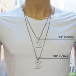 CZ Silver Initial(Z) Pendant 24 Inches Franco Chain Set 58494 - Image 6