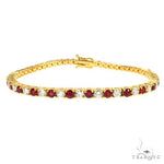 Candy Cane Red Sapphire Diamond Tennis Bracelet 66944 - Image 1