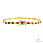 Candy Cane Red Sapphire Diamond Tennis Bracelet 66944 - Image 2