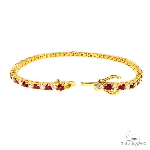 Candy Cane Red Sapphire Diamond Tennis Bracelet 66944 - Image 3