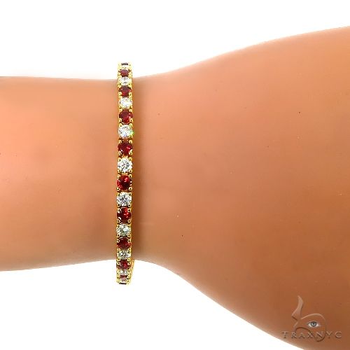 Candy Cane Red Sapphire Diamond Tennis Bracelet 66944 - Image 5