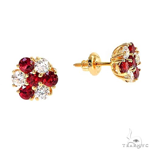 Candy Cane Sapphire Diamond Earrings 66968 - Image 2