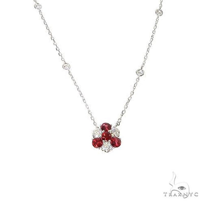 Candy Cane Sapphire Diamond Flower Necklace 67225 - Image 1