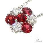 Candy Cane Sapphire Diamond Flower Necklace 67225 - Image 3