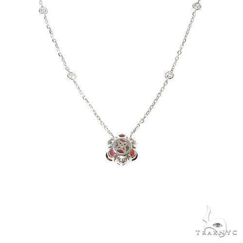 14K Gold Candy Cane Sapphire Diamond Flower Necklace, photo 4 of 6