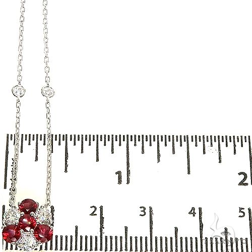 14K Gold Candy Cane Sapphire Diamond Flower Necklace, photo 6 of 6