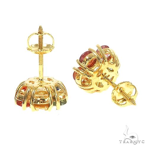 14K Gold Large Rainbow Diamond Flower Earrings, photo 3 of 3
